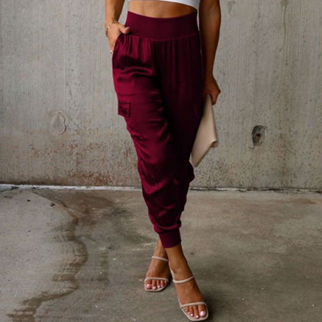 Damen Elegante Alltags-Hosen in Weinrot