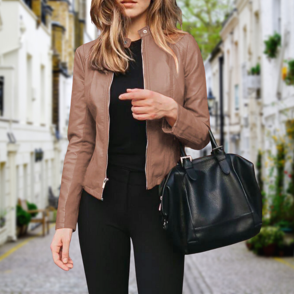Damen Elegante Bikerjacke in Beige