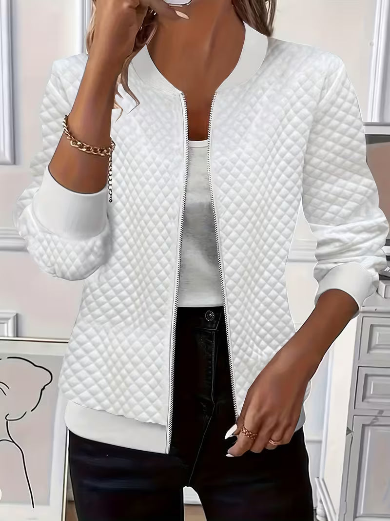 Damen Elegante Gesteppte Jacke in Weiß