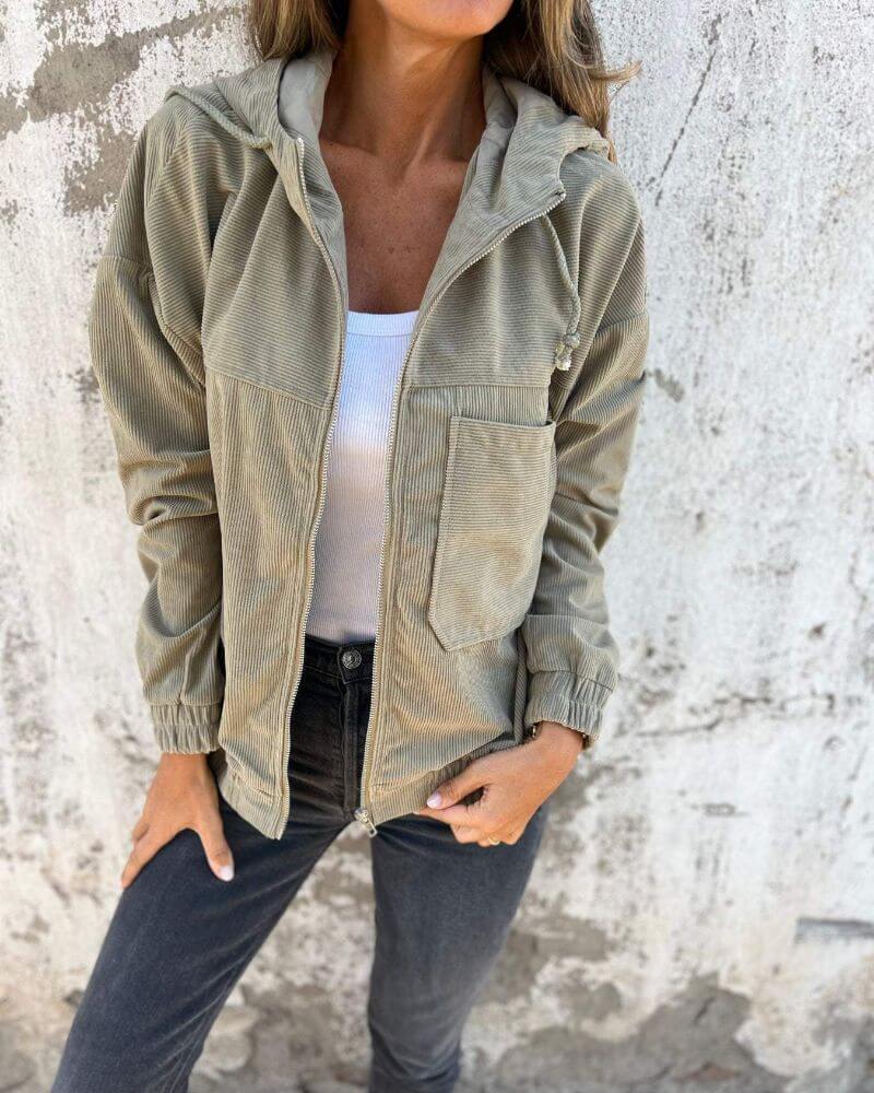 Damen Elegante Hoodie-Jacke in Grün