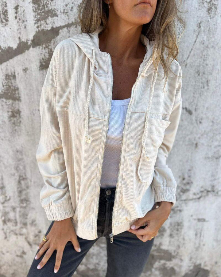 Damen Elegante Hoodie-Jacke in Weiß
