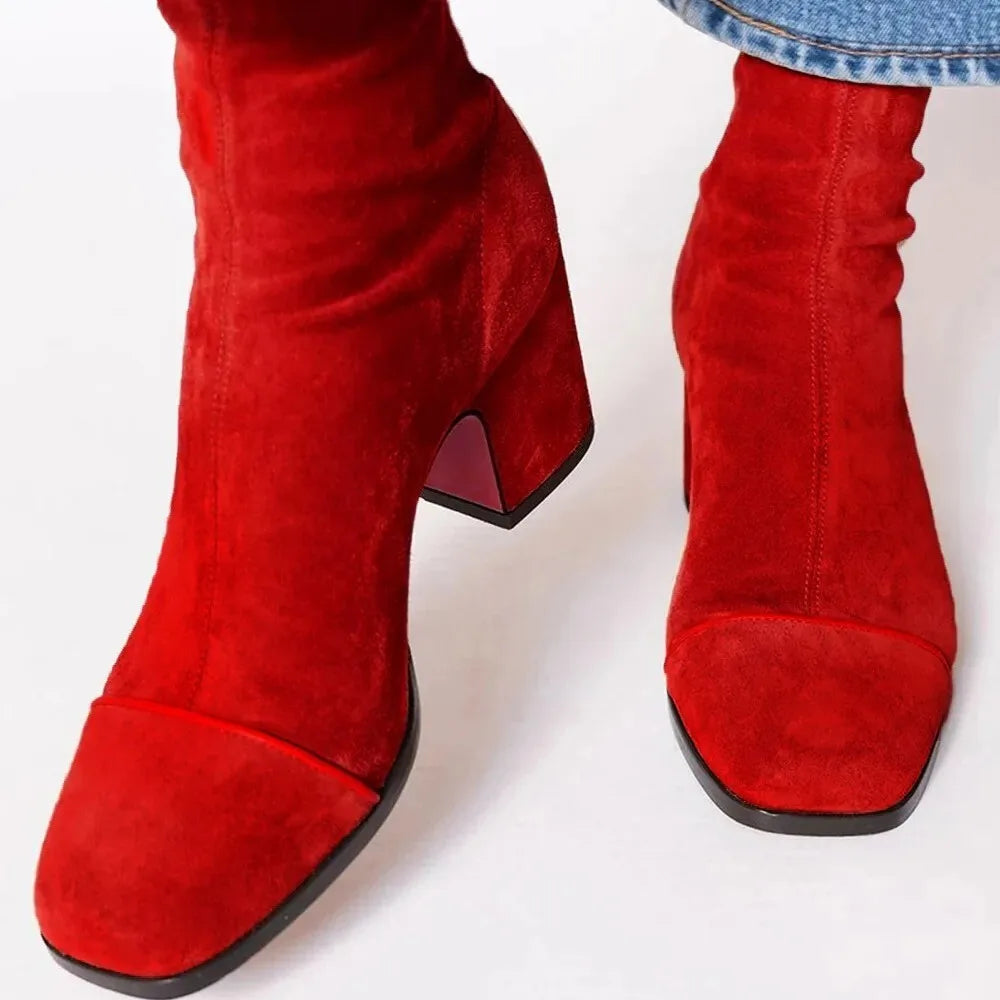 Damen Elegante Komfort Stiefeletten für den Alltag in Rot