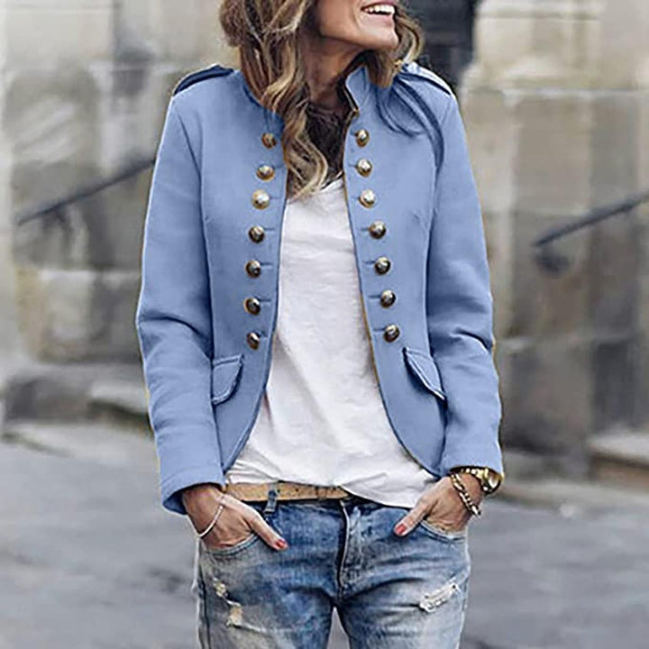 Damen Elegante Kragen-Jacke in Blau