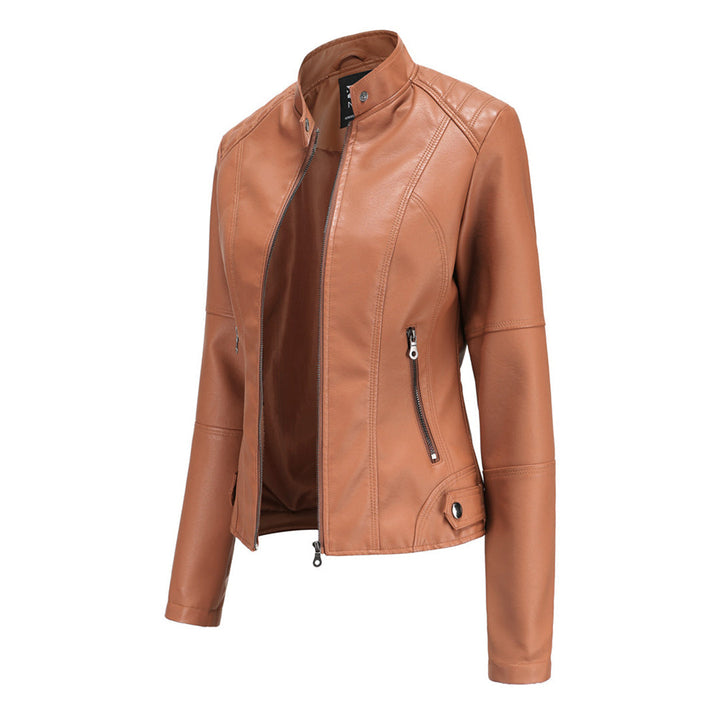 Damen Elegante Kunstleder Bikerjacke (2)
