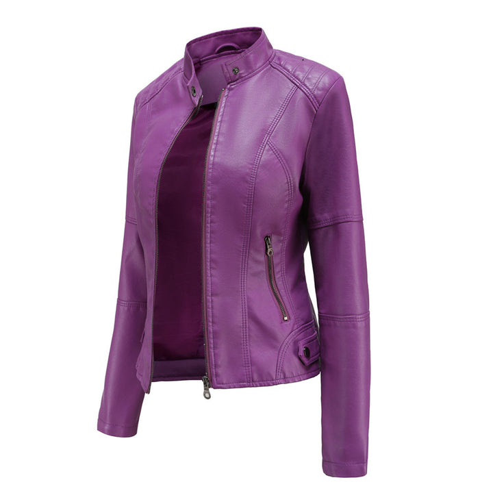 Damen Elegante Kunstleder Bikerjacke (8)