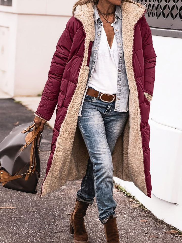 Damen elegante lange Jacke für Herbst in Rot