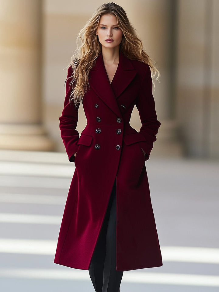 Damen Elegante lange Jacke mit Reverskragen (2)