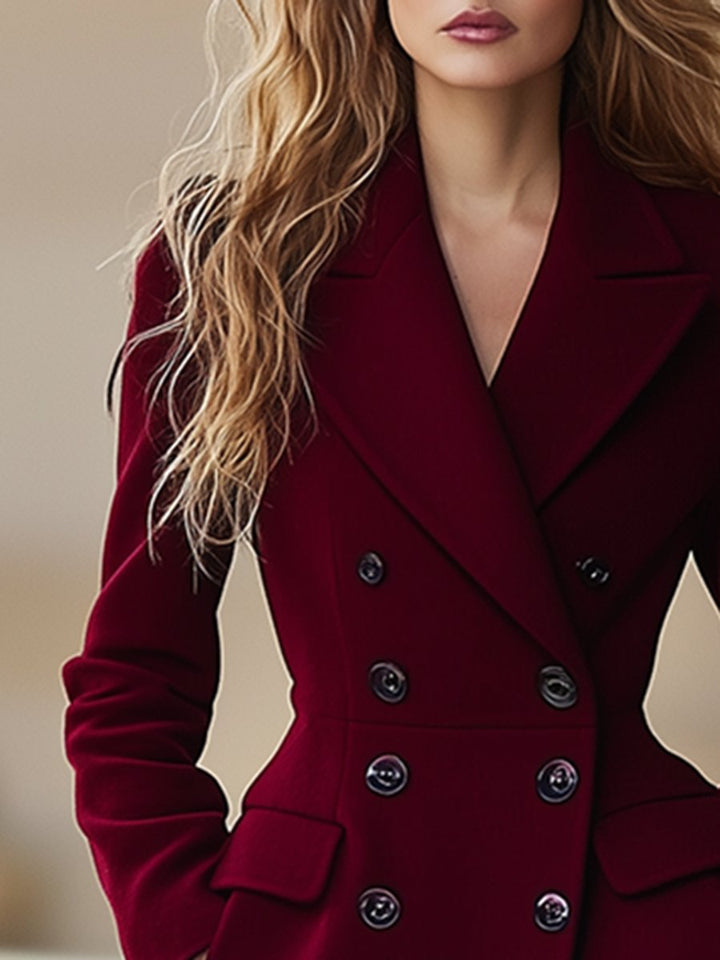 Damen Elegante lange Jacke mit Reverskragen (3)