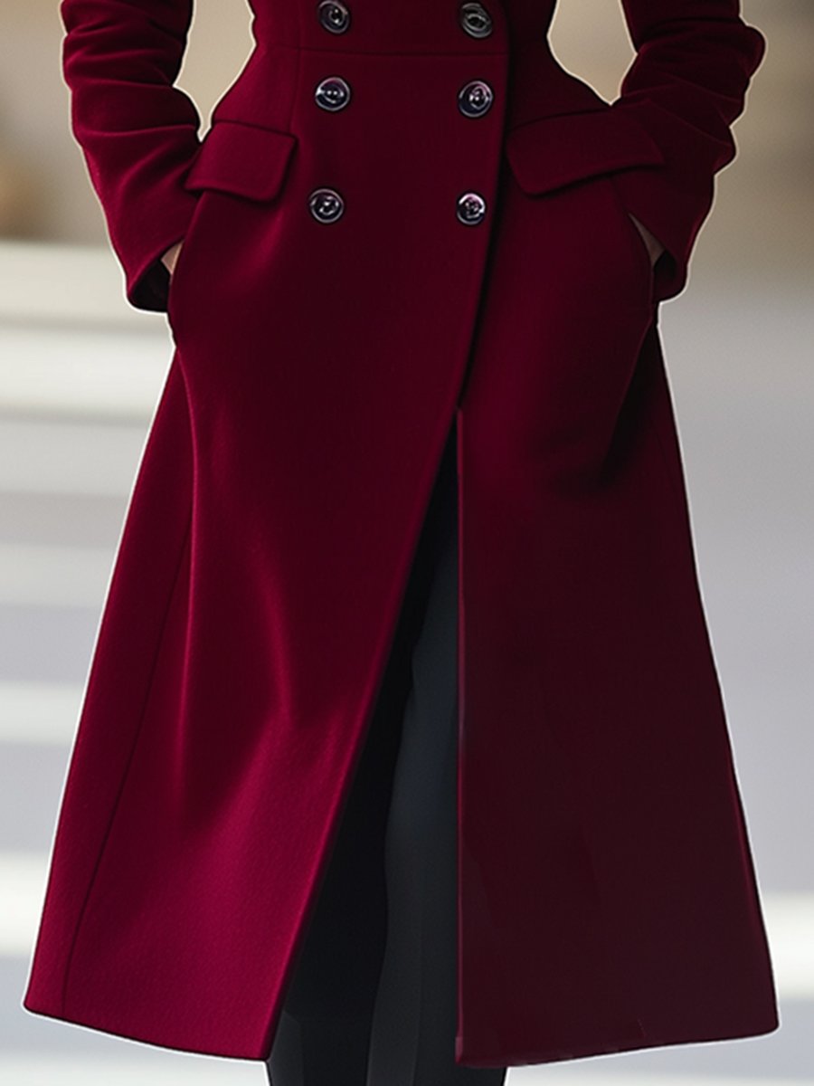 Damen Elegante lange Jacke mit Reverskragen (4)