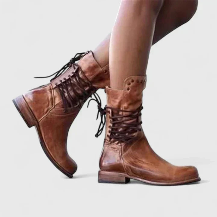 Damen elegante Lederstiefel für den Alltag in Braun