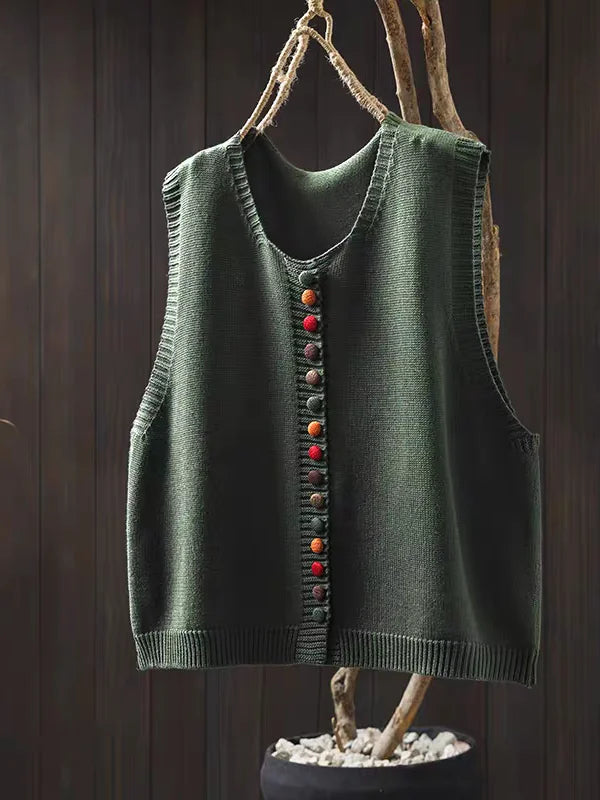 Damen Elegante Lockere Strickjacke für Herbsttage in Grün