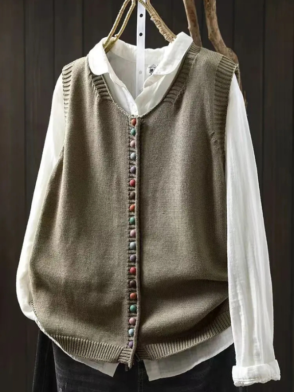 Damen Elegante Lockere Strickjacke für Herbsttage in Gurke