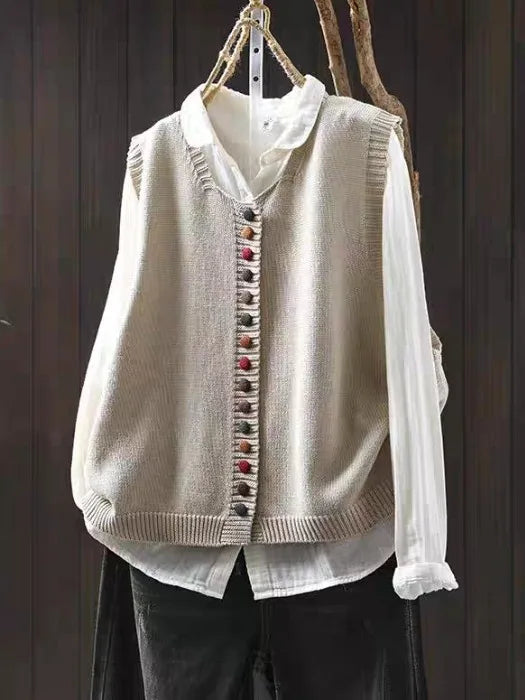 Damen Elegante Lockere Strickjacke für Herbsttage in Offwhite