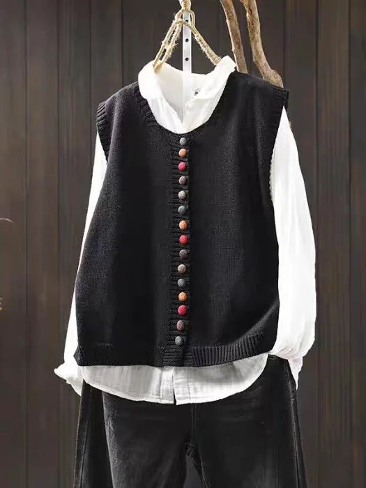 Damen Elegante Lockere Strickjacke für Herbsttage in Schwarz
