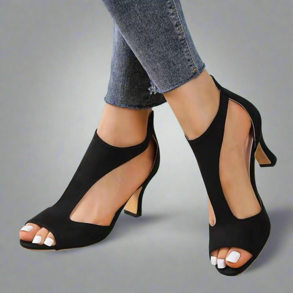 Damen Elegante Orthopädische Absatzschuhe in Schwarz