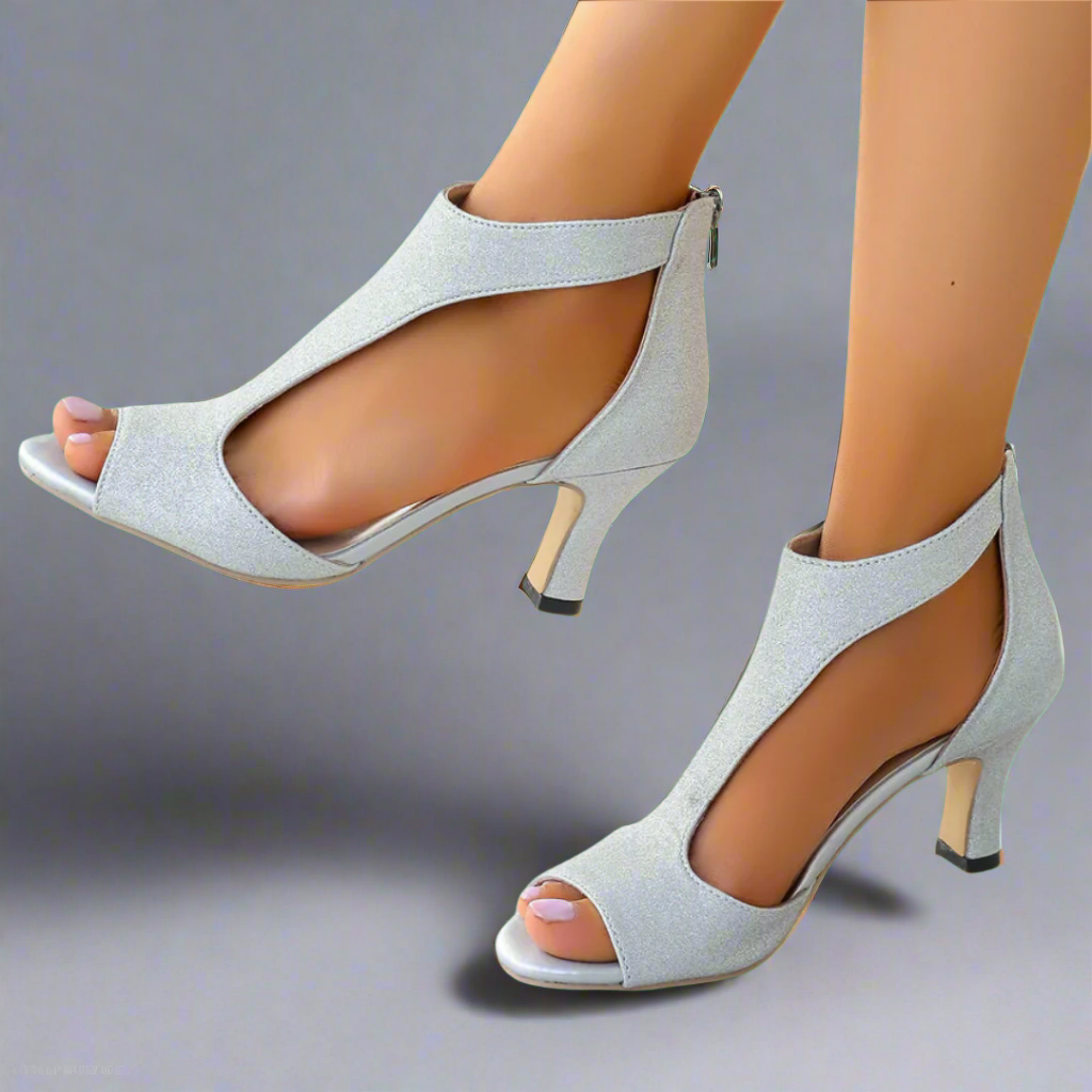 Damen Elegante Orthopädische Absatzschuhe in Silberfarben