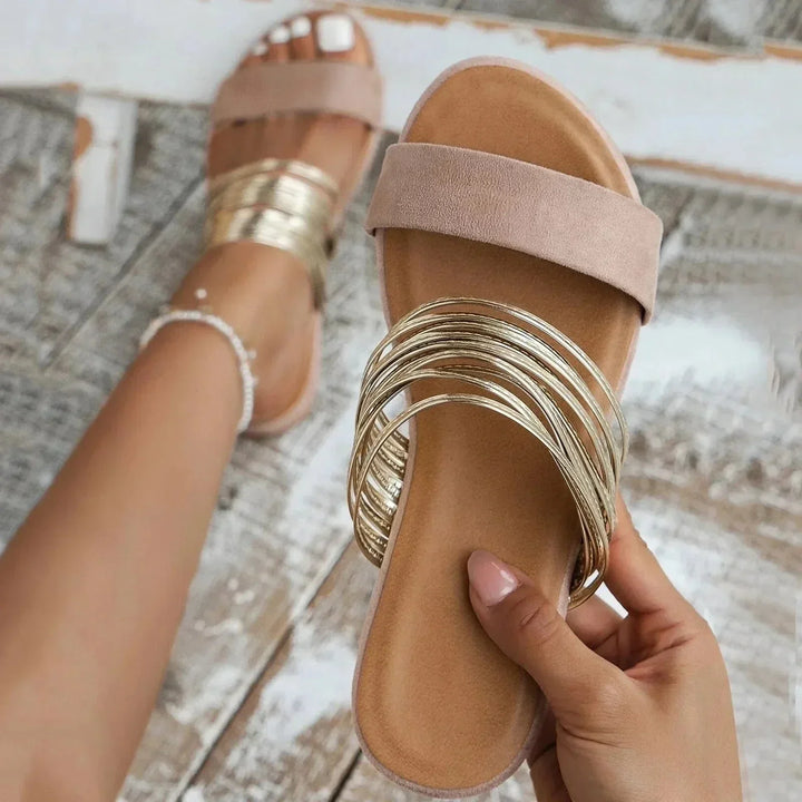 Damen Elegante Riemen Sandalen für Sommer in Khaki