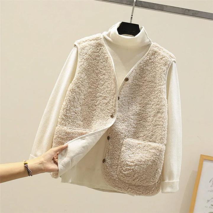 Damen Elegante Strickweste für Lagenlook in Beige