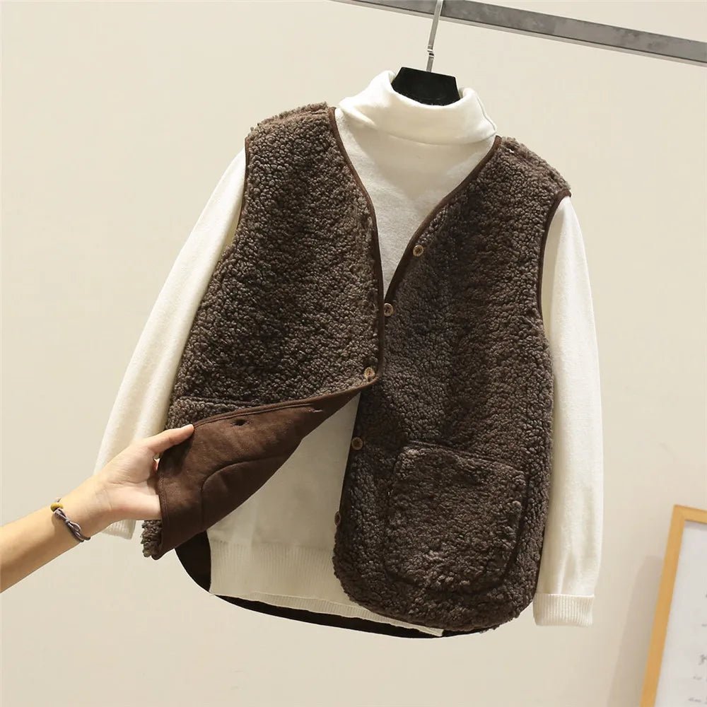 Damen Elegante Strickweste für Lagenlook in Braun