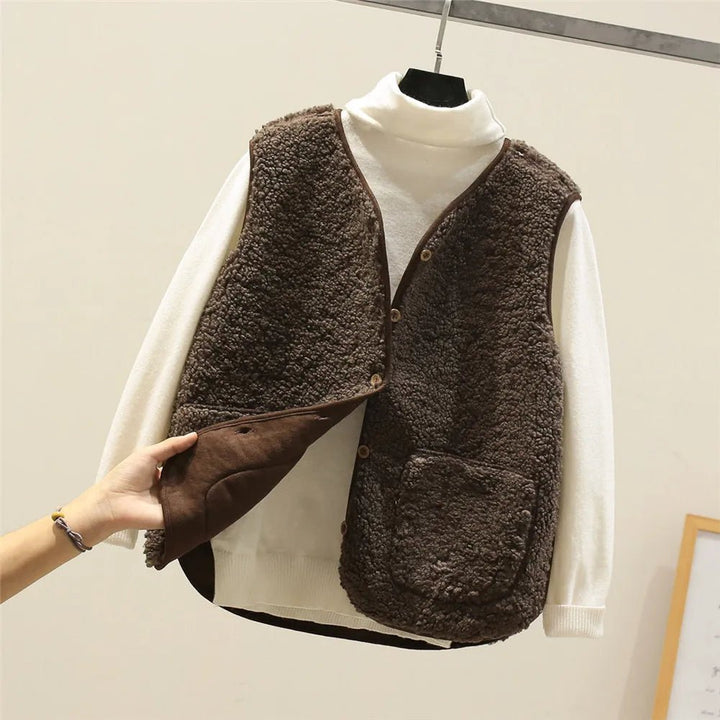 Damen Elegante Strickweste für Lagenlook in Braun