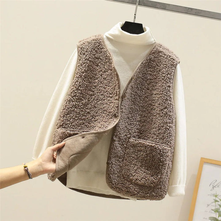 Damen Elegante Strickweste für Lagenlook in Khaki