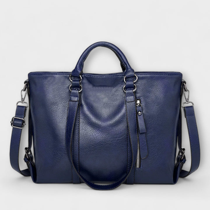 Damen Elegante Tragetasche aus weichem Leder in Blau