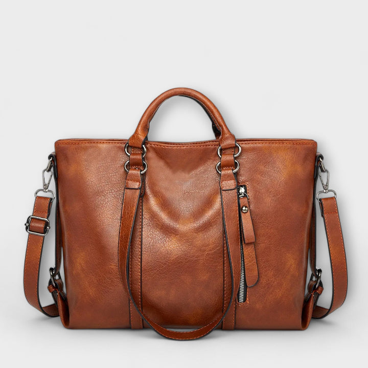 Damen Elegante Tragetasche aus weichem Leder in Braun