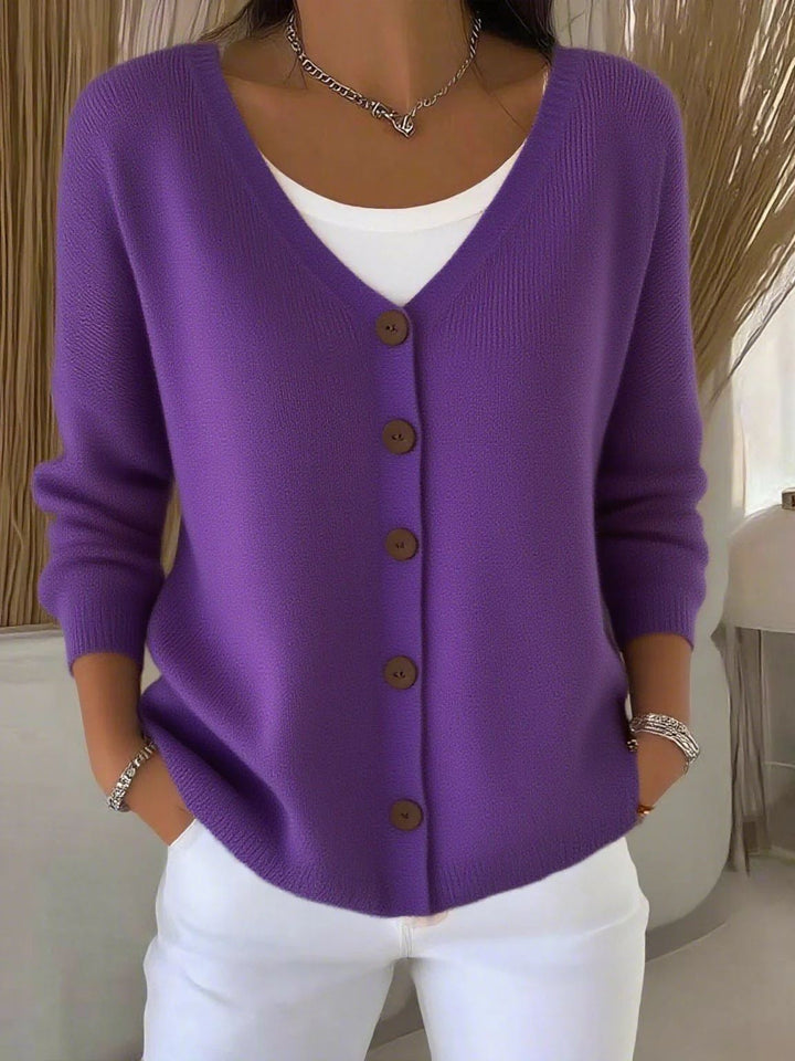 Damen Eleganter Langarm Pullover in Lila