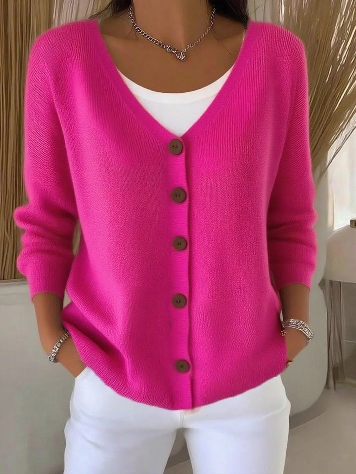 Damen Eleganter Langarm Pullover in Rosa Rot