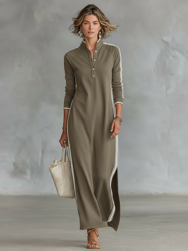 Damen Elegantes Abendkleid aus Sweatshirt in Khaki