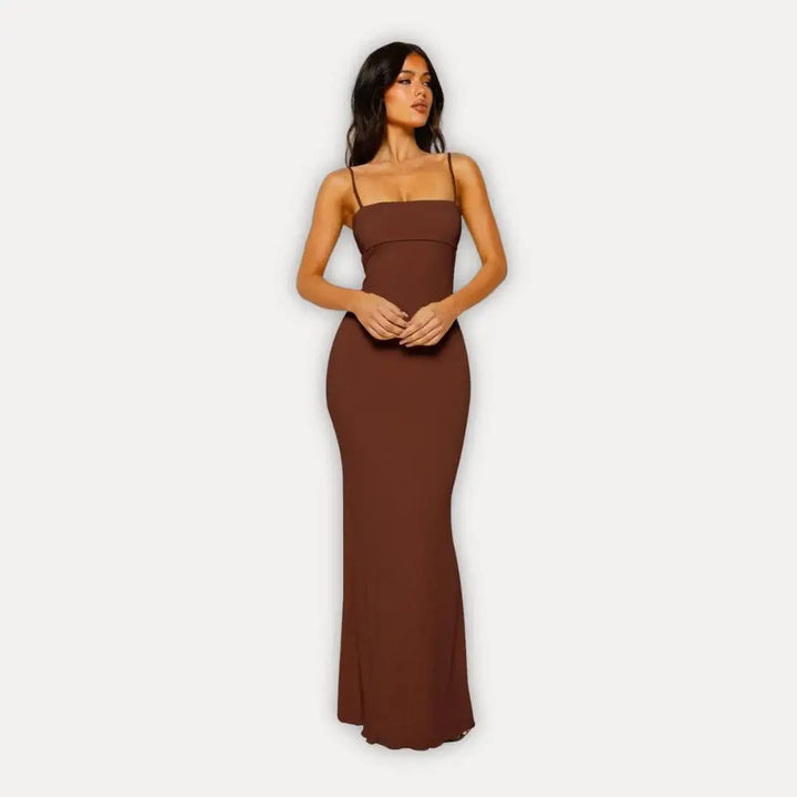 Damen elegantes Abendkleid Maxi für formale Anlässe in Braun