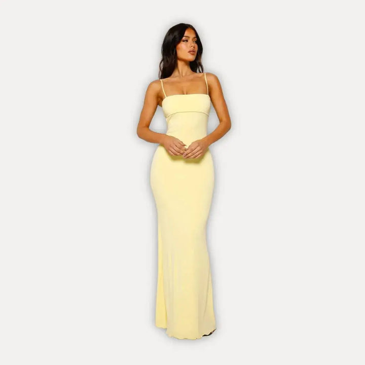 Damen elegantes Abendkleid Maxi für formale Anlässe in Gelb