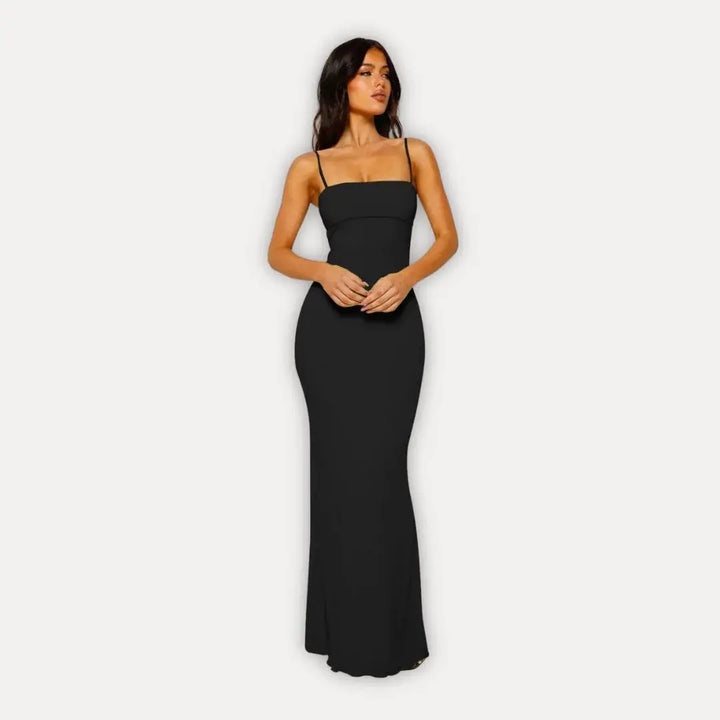 Damen elegantes Abendkleid Maxi für formale Anlässe in Schwarz