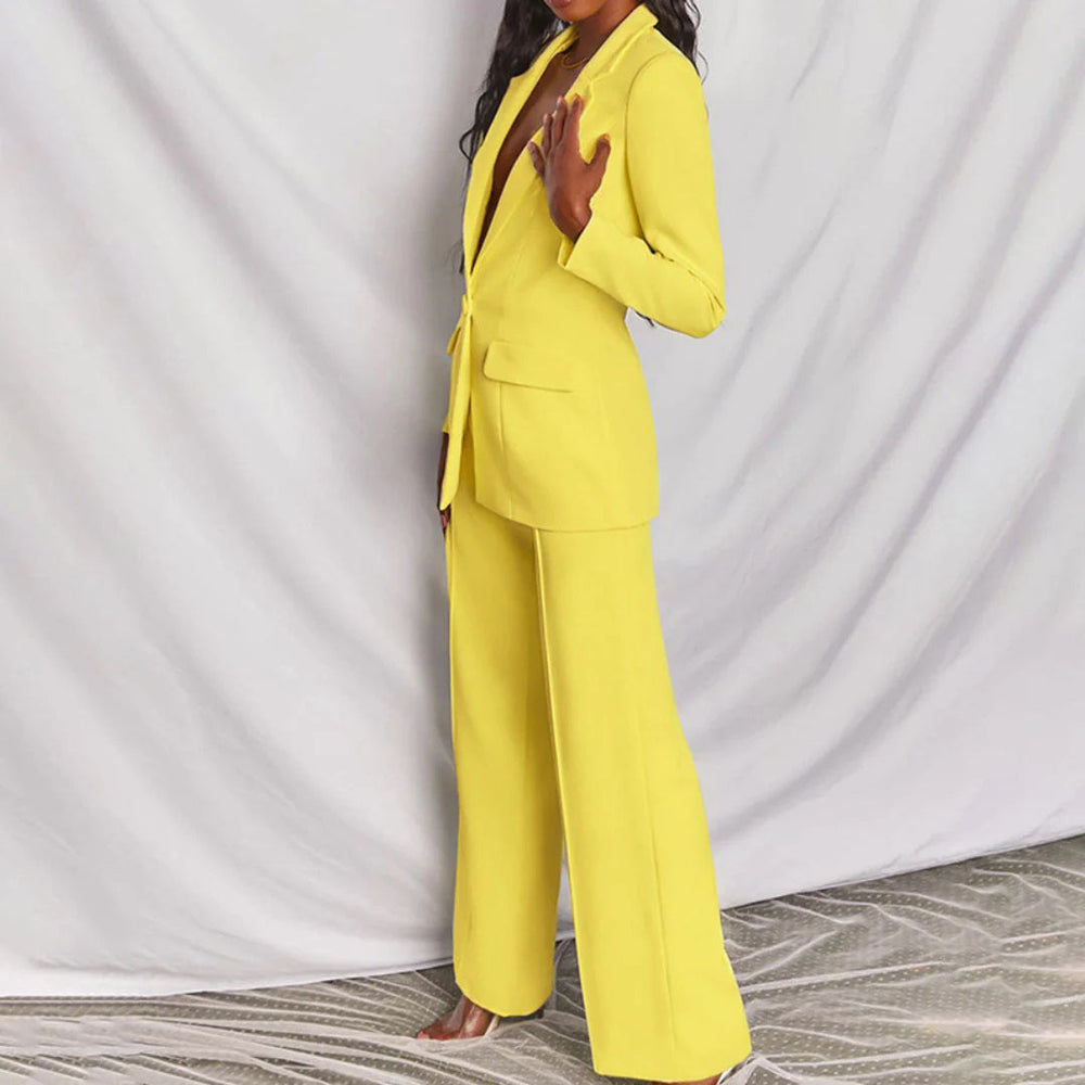 Damen Elegantes Anzug-Set in Gelb 2