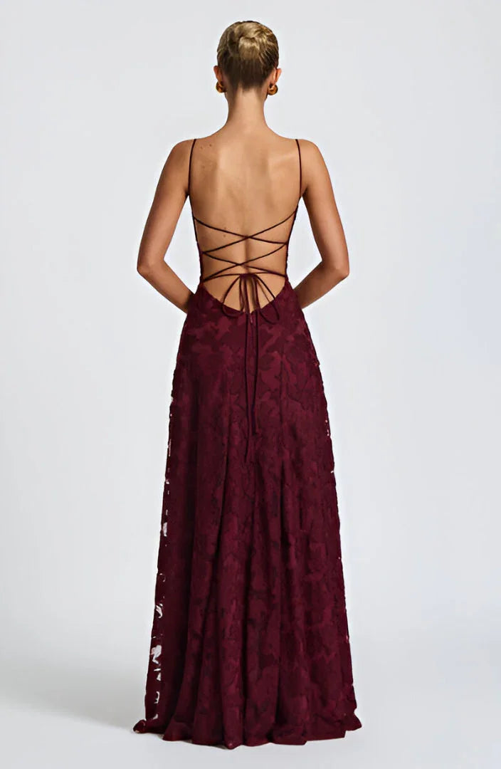 Damen Elegantes Blumenmuster A-Linien Maxikleid für Hochzeitsgäste mit zarten Spaghettiträgern (6)