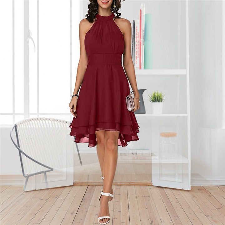 Damen elegantes Halterkleid vielseitig kombinierbar in Rot