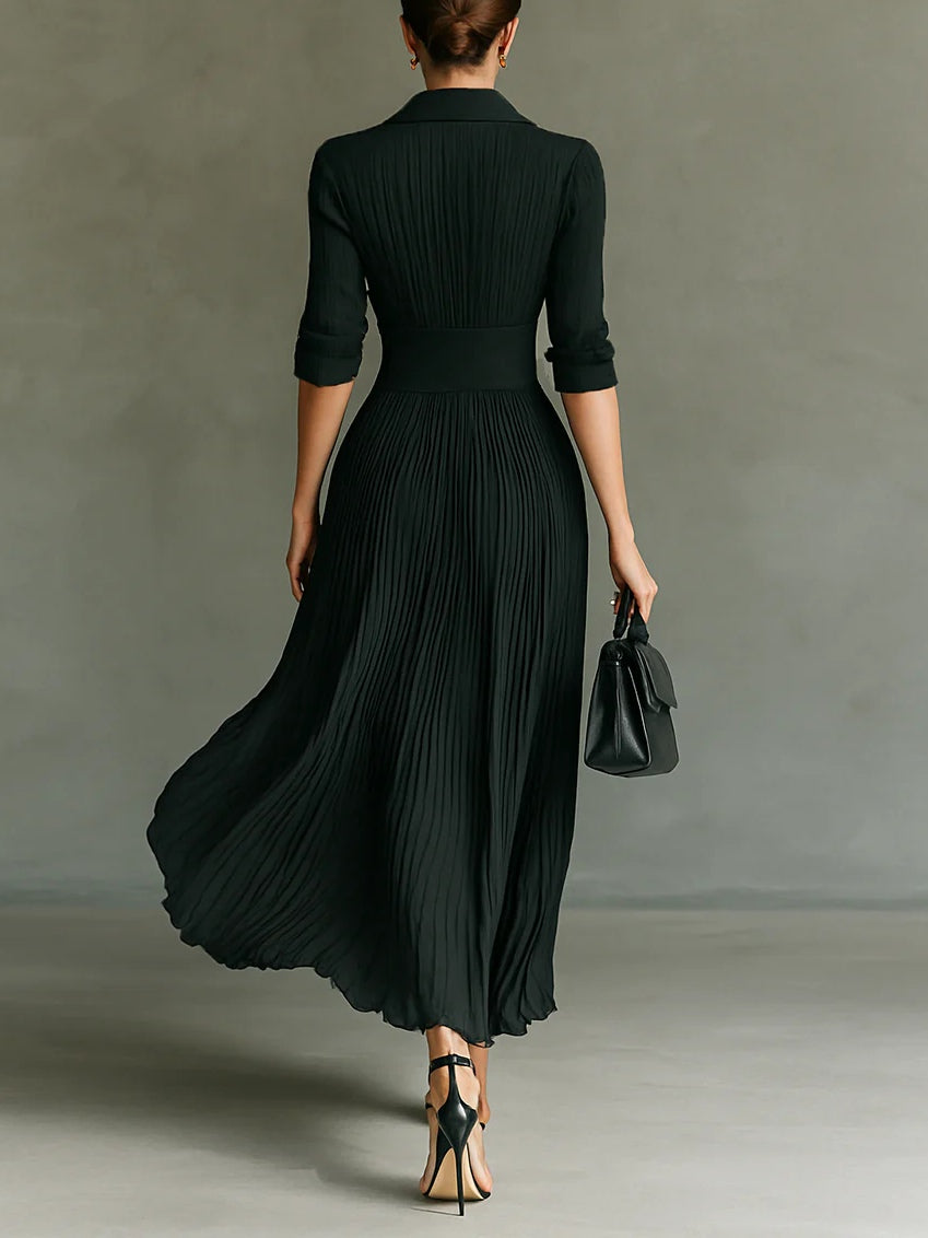 Damen Elegantes Herbst-Maxikleid mit Plissees (2)