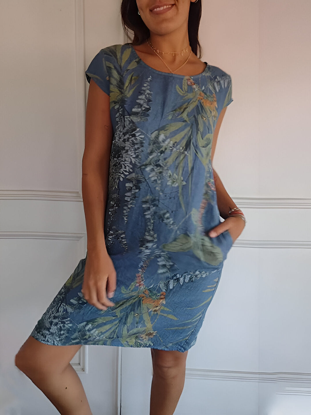 Damen Elegantes Klassisches Kleid in Blau