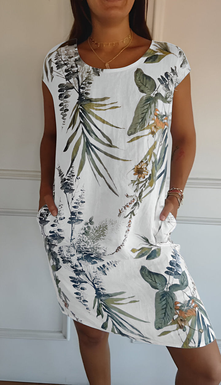 Damen Elegantes Klassisches Kleid in Weiß und Grün