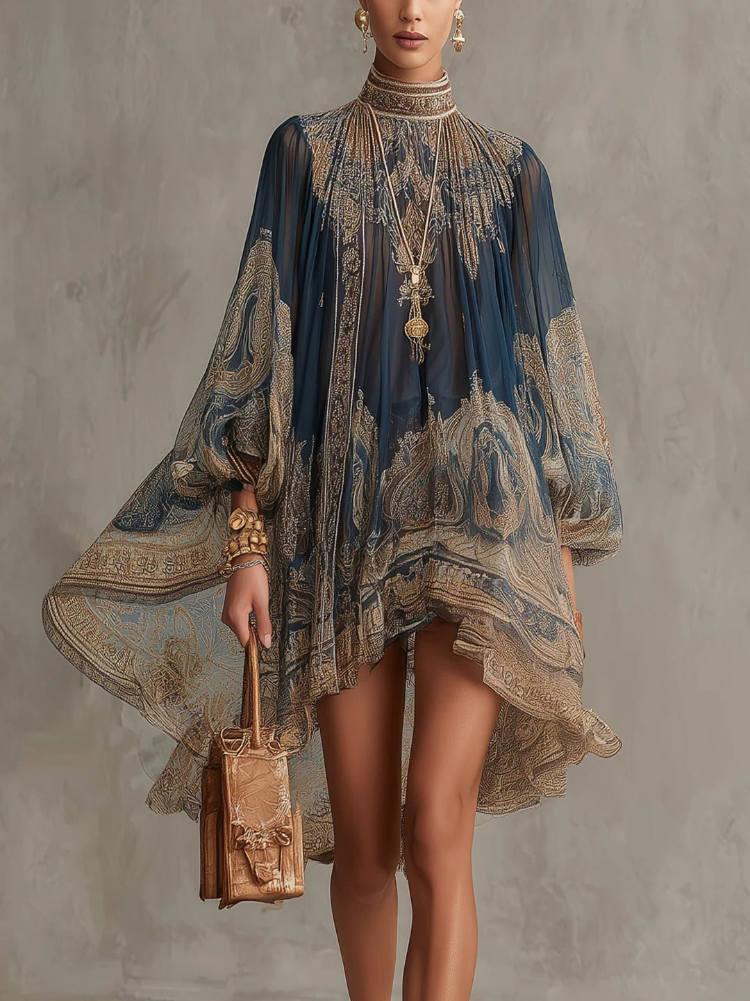 Damen elegantes Kleid im Barock-Stil in Marineblau