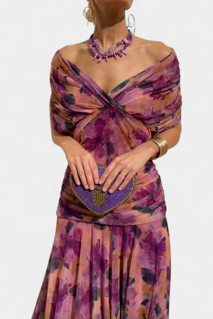 Damen Elegantes Kleid im Drapé-Stil in Lila