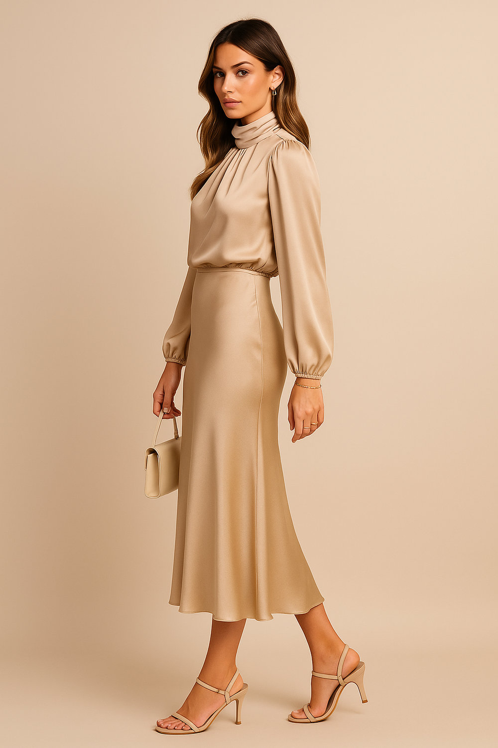Damen elegantes langes Abendkleid Midi (2)