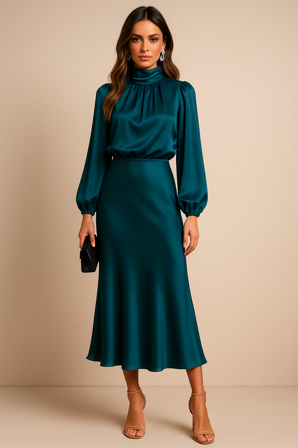Damen elegantes langes Abendkleid Midi (6)