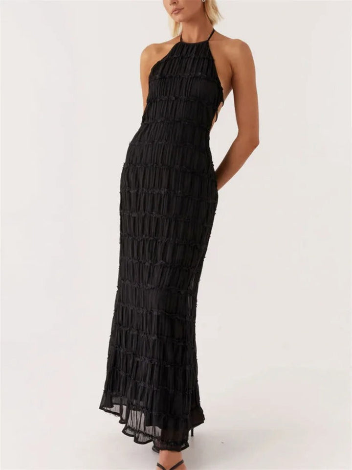 Damen elegantes Maxikleid für Hochzeitsgäste Sommer in Schwarz