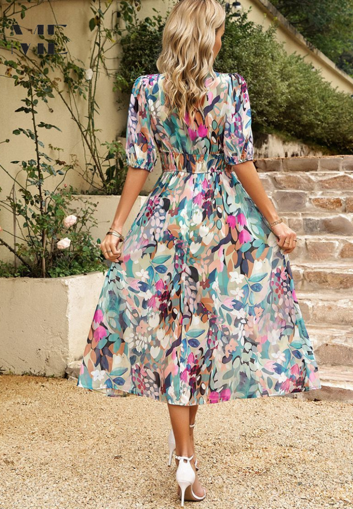 Damen elegantes Midikleid für Hochzeitsgäste in Rosa 2