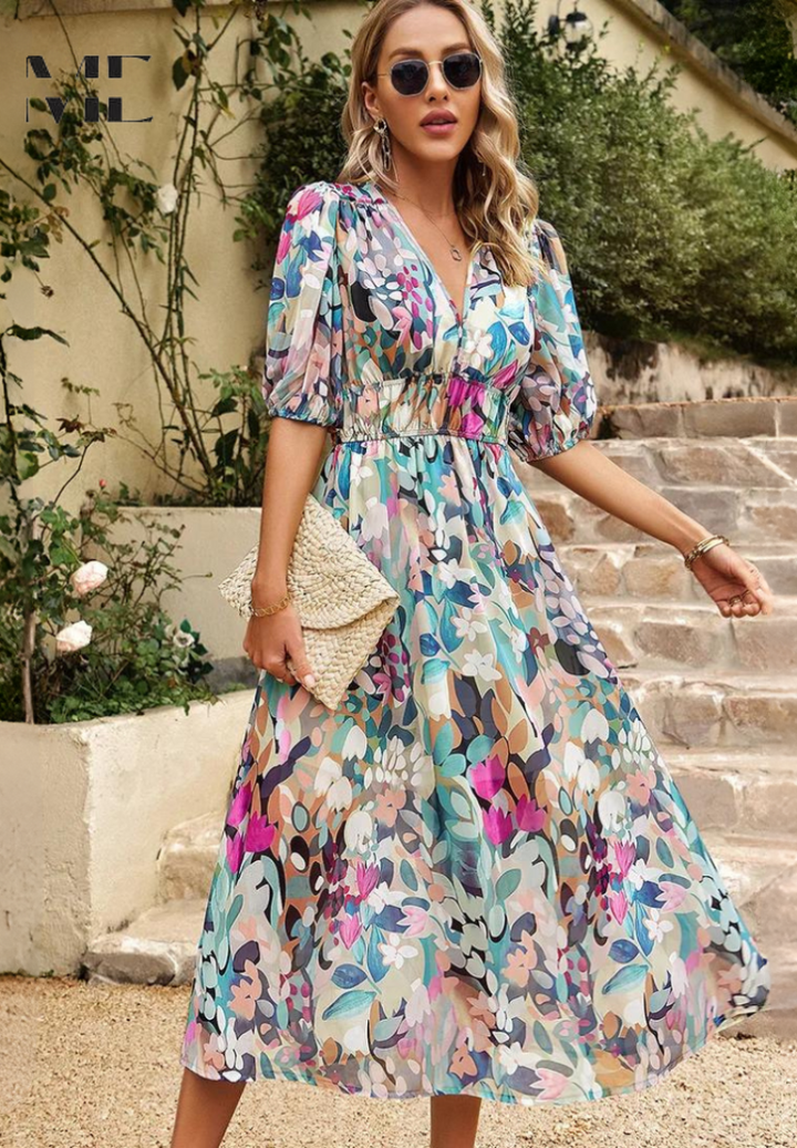 Damen elegantes Midikleid für Hochzeitsgäste in Rosa 4