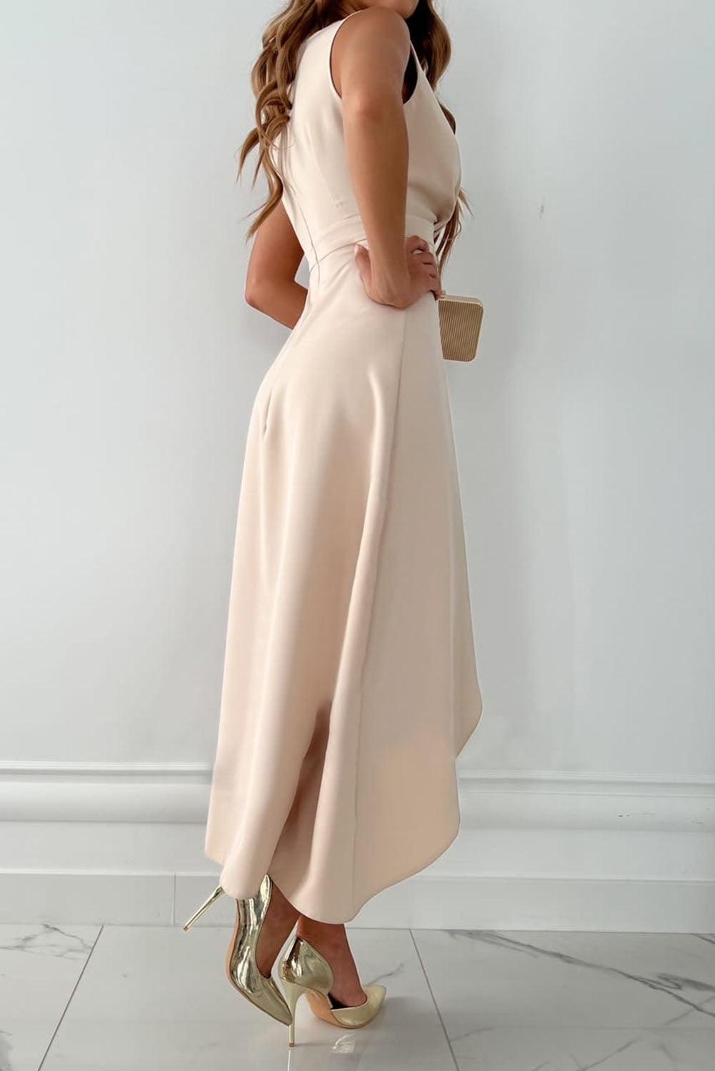 Damen Elegantes Midikleid im Wickel-Stil für Hochzeitsgäste (3)