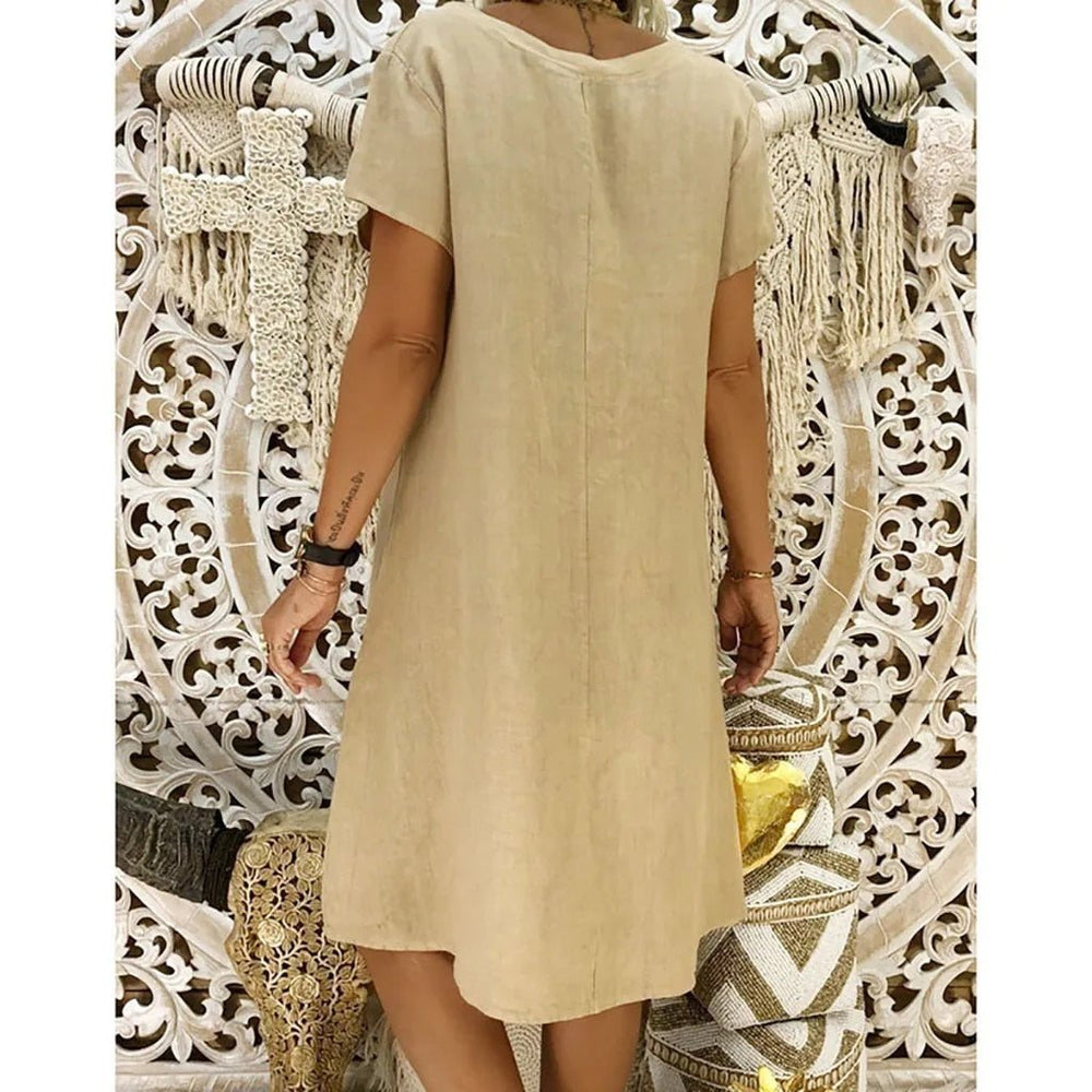 Damen Elegantes Minikleid aus Leinen (2)