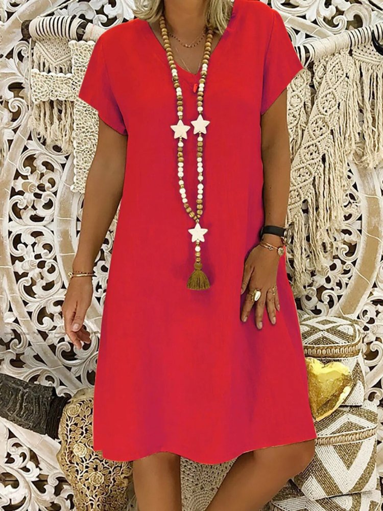 Damen Elegantes Minikleid aus Leinen in Rot