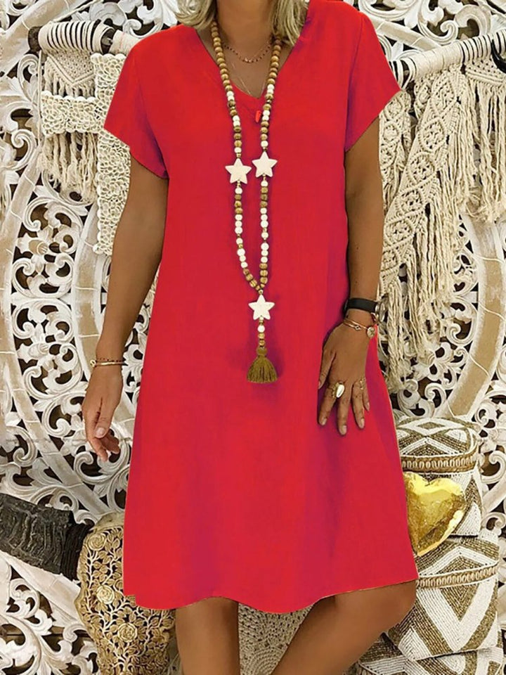 Damen Elegantes Minikleid aus Leinen in Rot